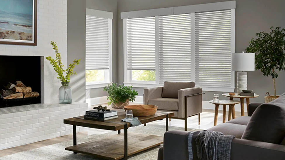 Custom blinds in a living room