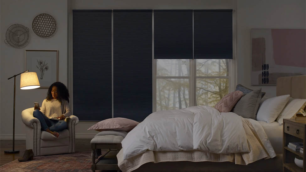 Blackout cellular shades in a bedroom