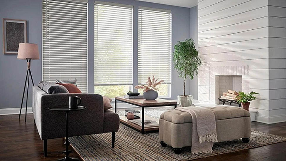 Cordless faux wood blinds