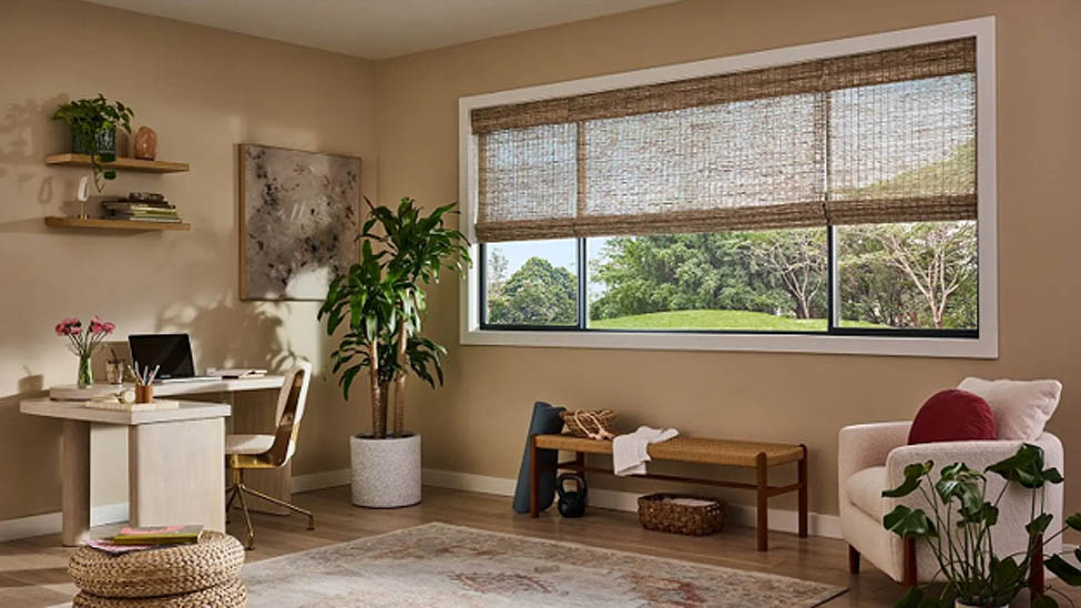 Bamboo shade in a home office
