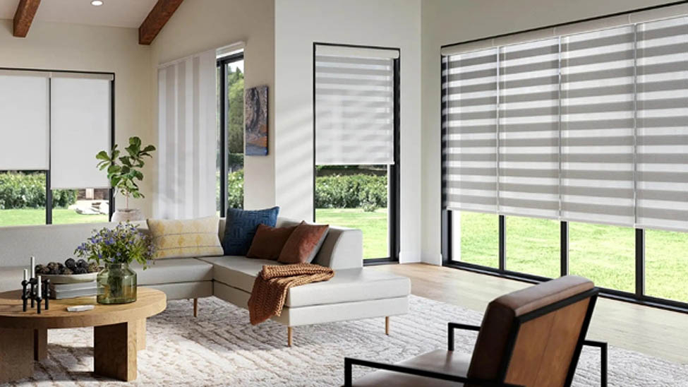 Window shades for a living room