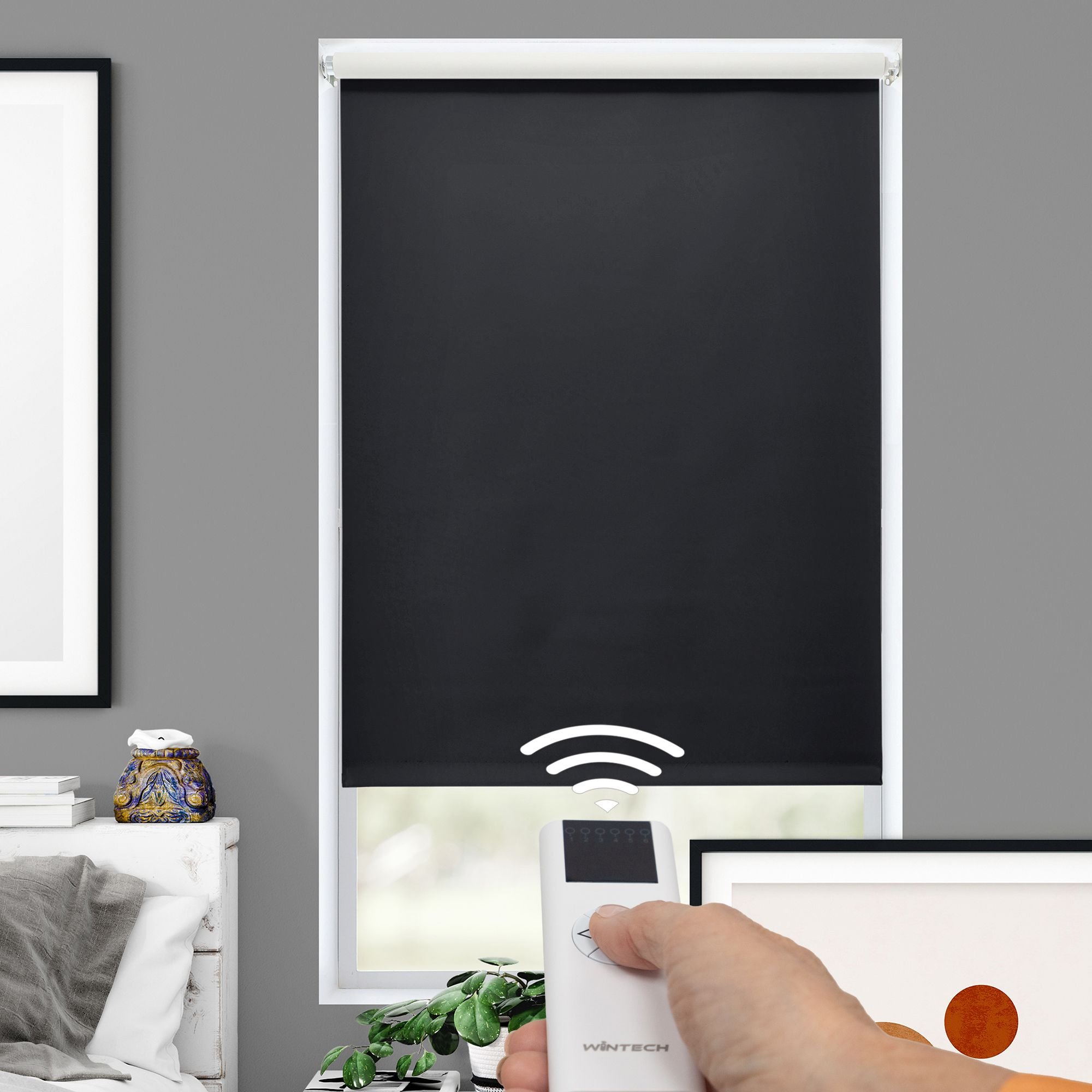 Motorized Deluxe Blackout Fabric Roller Shades