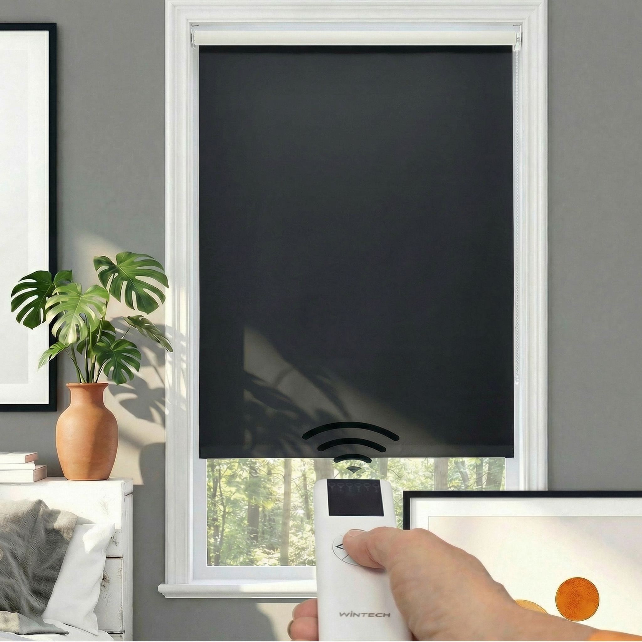 Motorized Deluxe Blackout Fabric Roller Shades