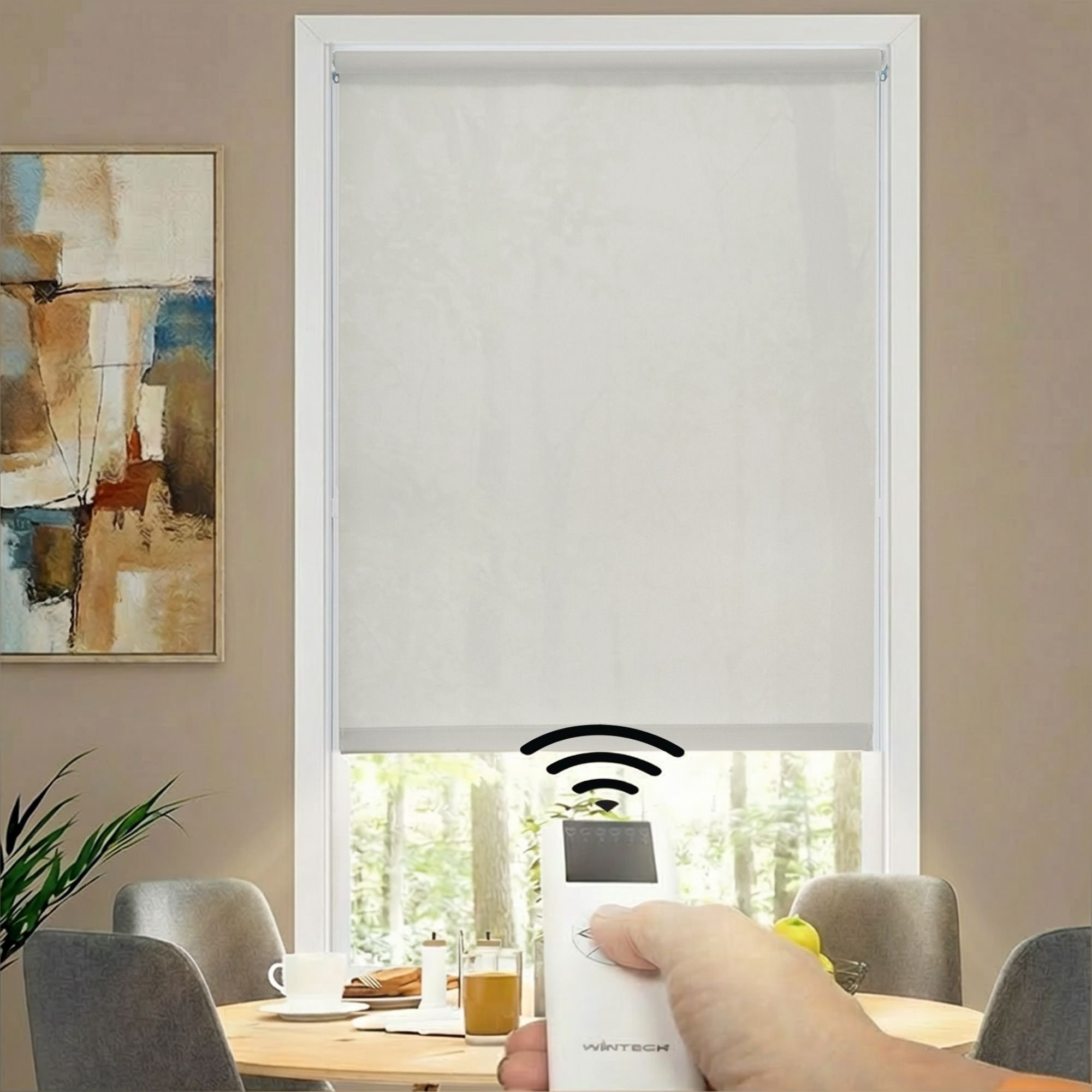 Motorized Deluxe Light Filtering Fabric Roller Shades