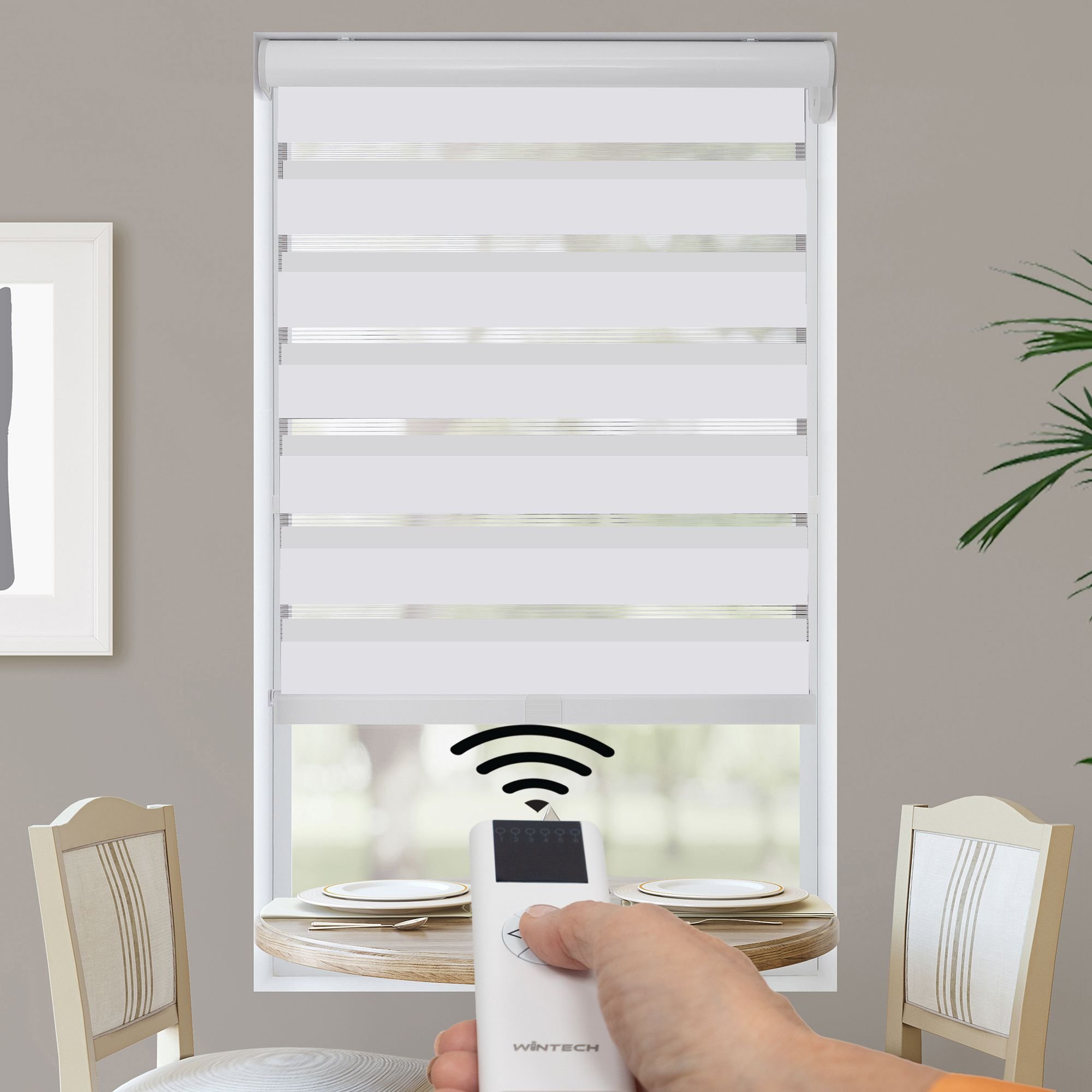 Motorized Deluxe Light Filtering Zebra Dual Shades