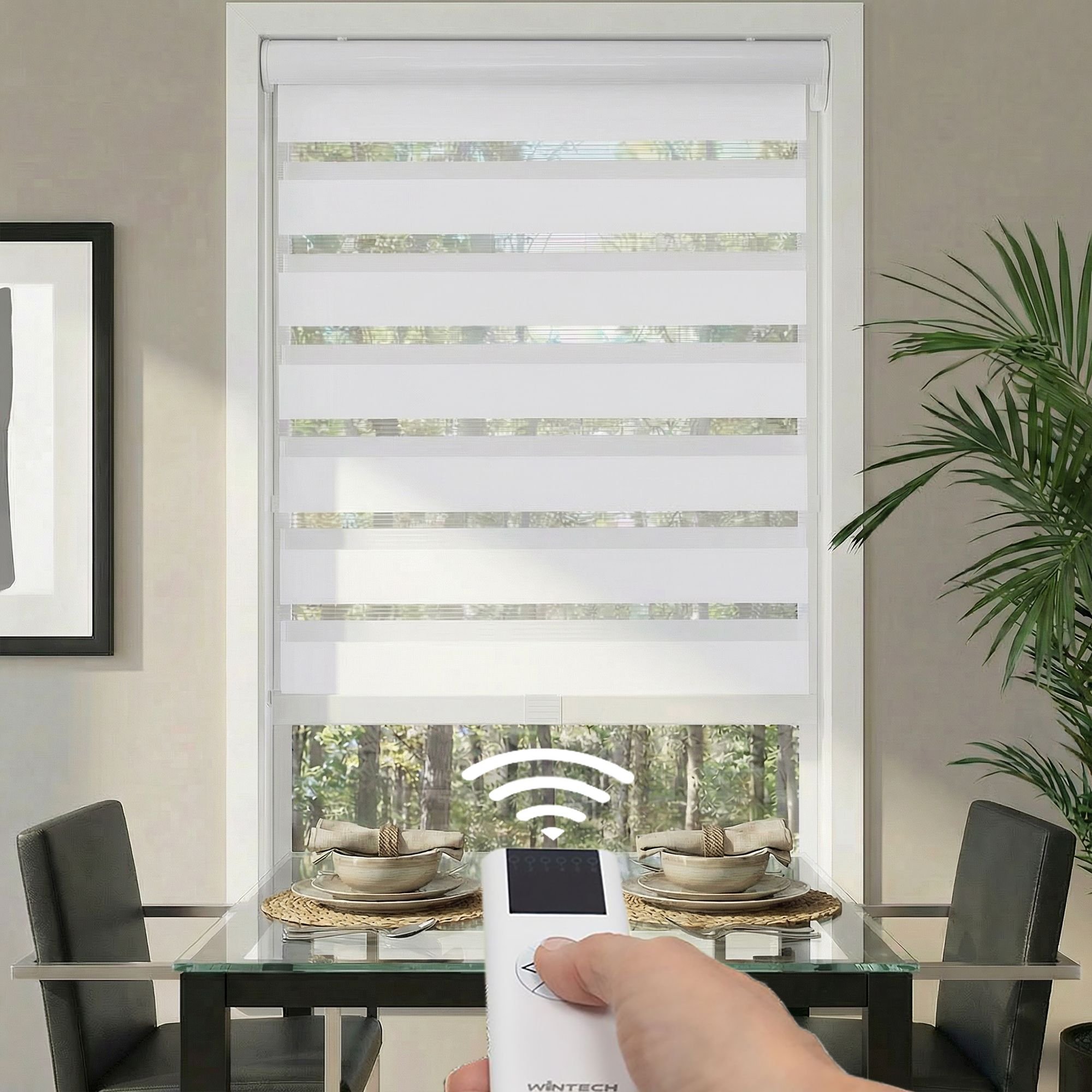 Motorized Deluxe Light Filtering Zebra Dual Shades