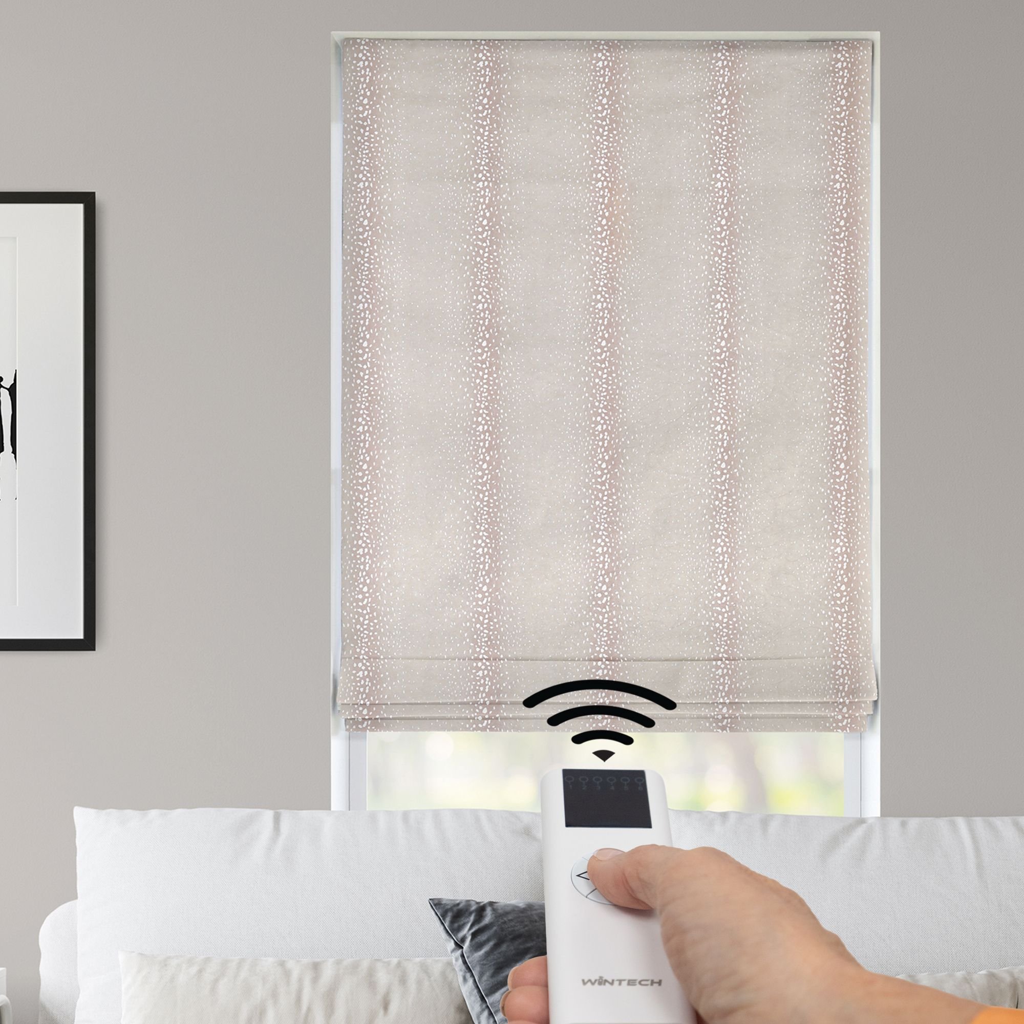 Motorized Premium Flat Fold Roman Shades