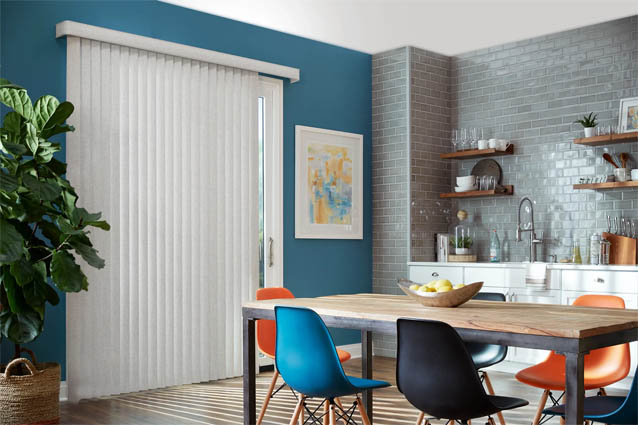 Vertical blinds on sliding door