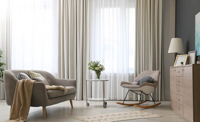 Drapery panels for sliding doors