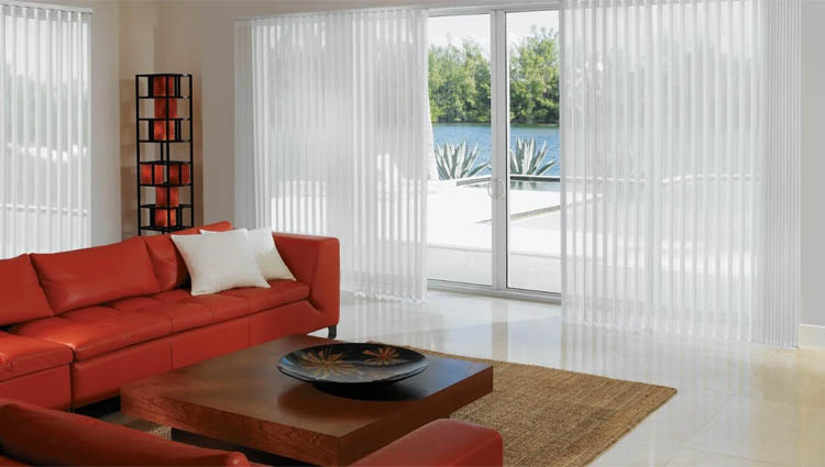 Sheer vertical blinds for sliding doors