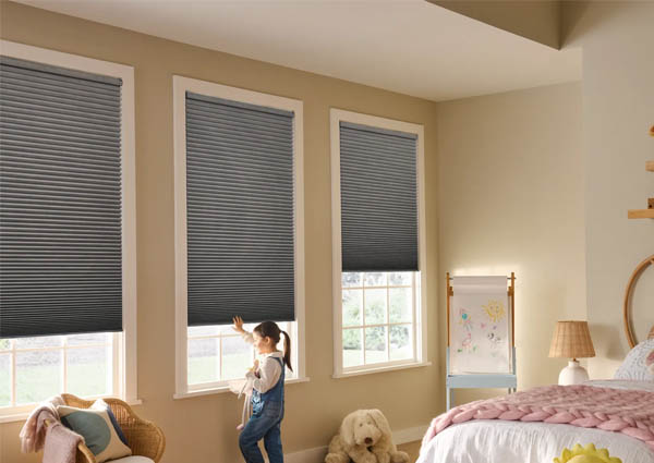 Cellular shades in childs bedroom