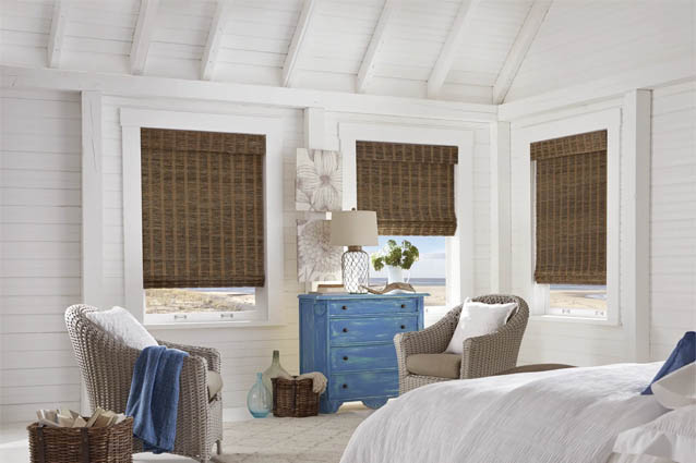 Bamboo shades in bedroom