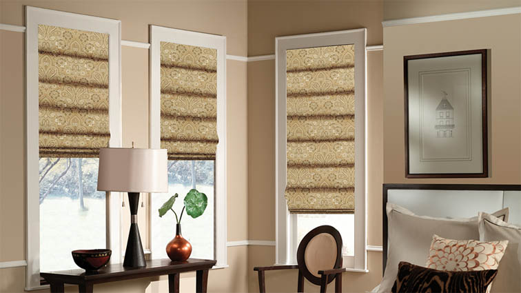 Roman shades in bedroom