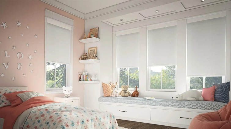 Roller shades with understated design