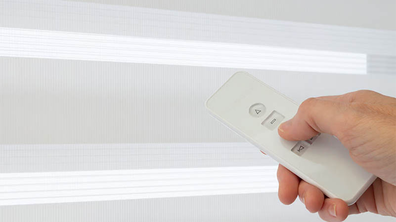 Zebra shade with motorized lift