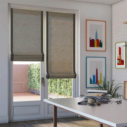 Bamboo shades on a french door