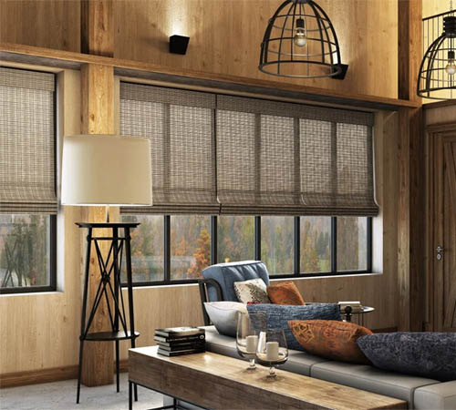 Bamboo shades in living room