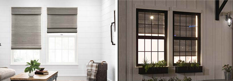 Bamboo shades comparison inside and outside