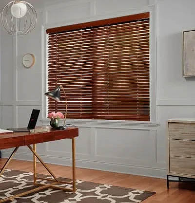 Wood blinds are an excellent fit for mid-century modern decor