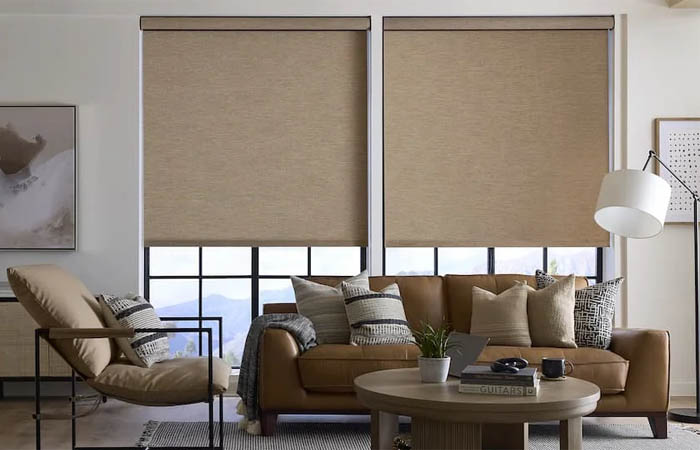 Roller shades help provide a minimalist look
