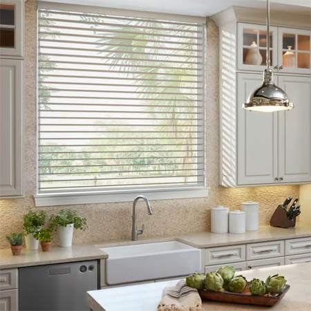 Sheer shades provide perfect light control for kitchens