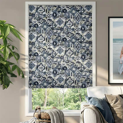 Roman shades have various patterns and fabrics