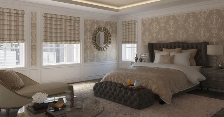 Bedroom in beige tones