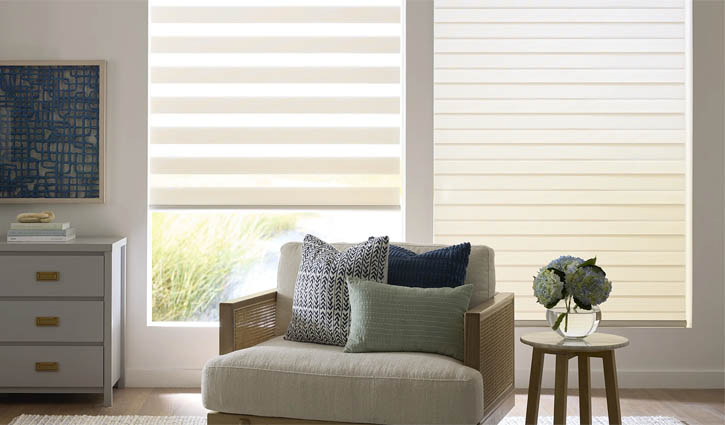 Cream colored zebra shades