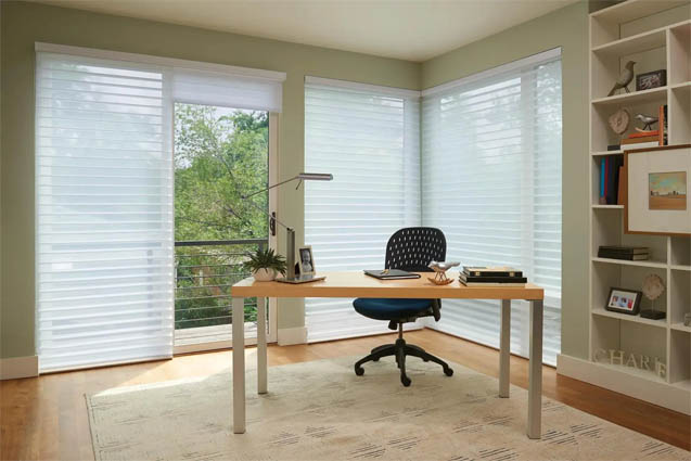 Sheer shades in a home office