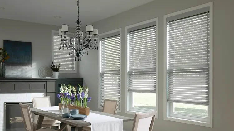 Wood Blinds in a Dining Room