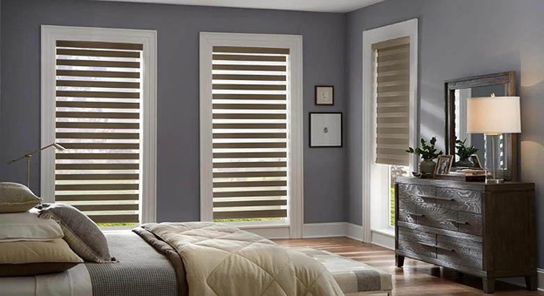 Zebra dual shades in bedroom