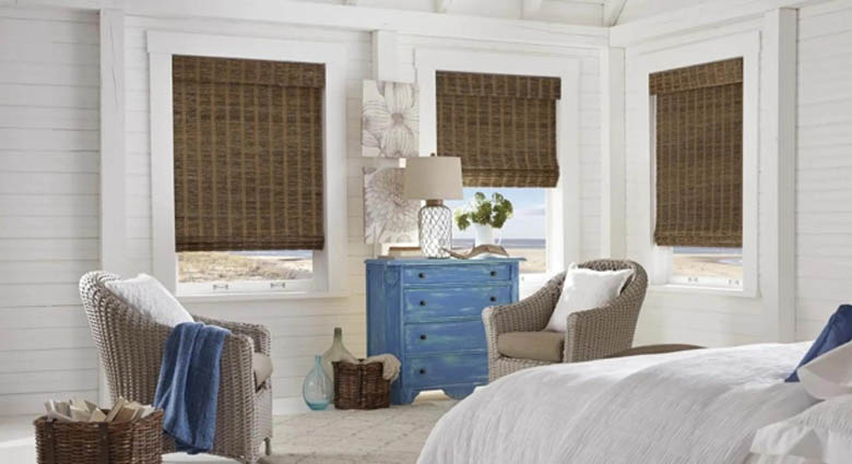 Bamboo shade in bedroom