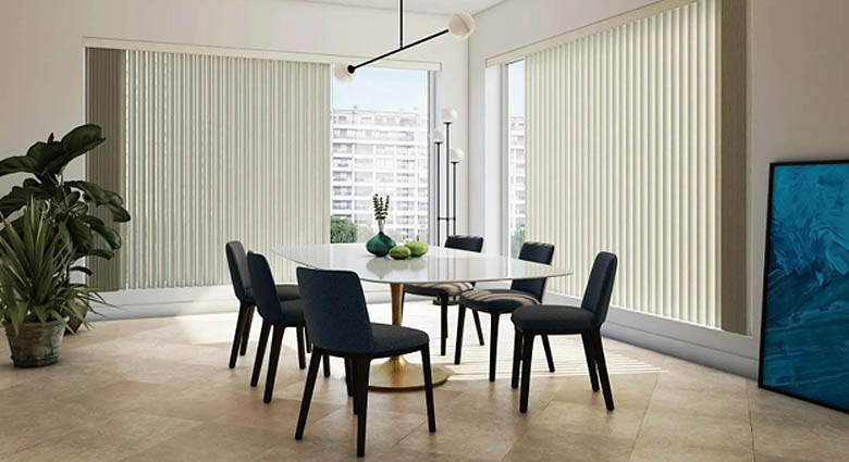 Custom vertical blind in dining room