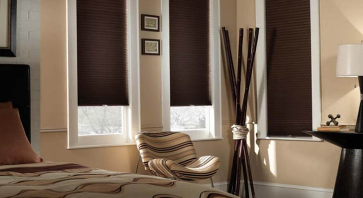 Blackout cellular shades in a bedroom
