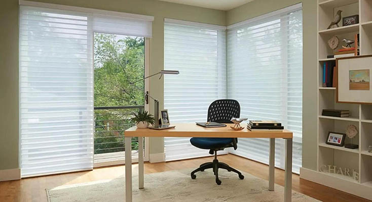 Sheer shades in an office