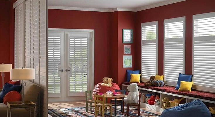 Interior shutters in a play room
