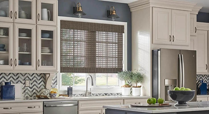 Bamboo shade in a kitchen