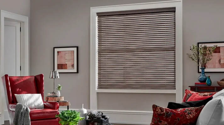 Wood tone faux wood blind