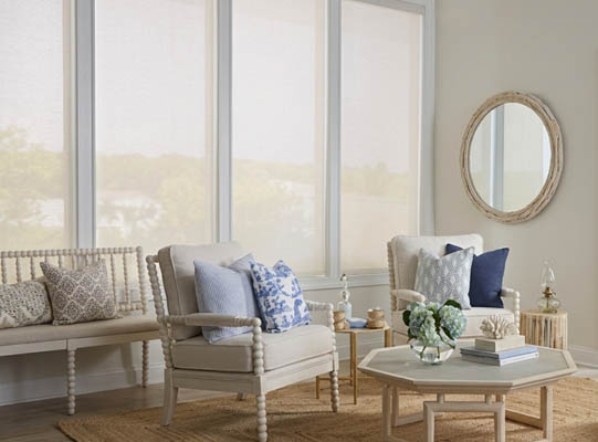 Solar shades in a sitting room