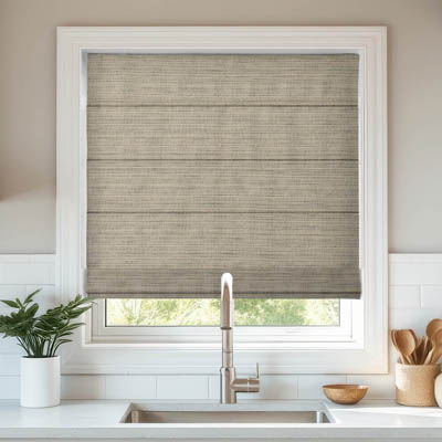 Roman shade over a kitchen sink