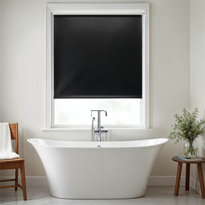 Roller shade above a bathtub