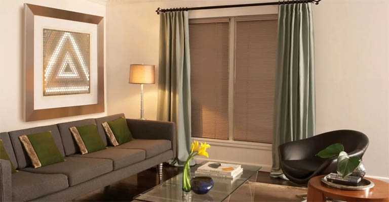Aluminum blinds in a living room