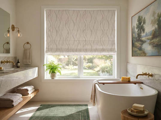 Roman shade in a bathroom