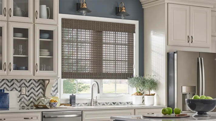 Bamboo blinds in a kitchen