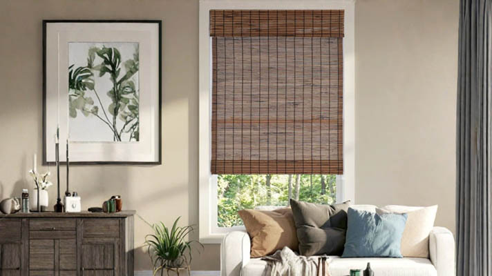 Bamboo blind in a living room